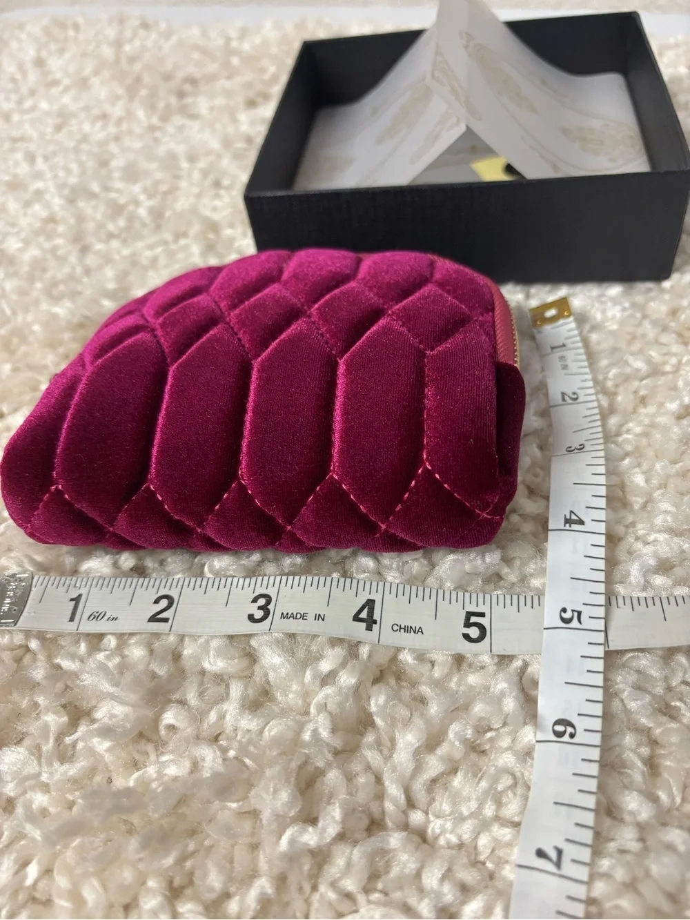 Plush Quilted Velvet Jewelry Pouch - Deep Berry